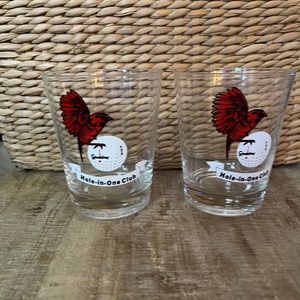 Set of 2 SPALDING "Hole In One Club”  Cardinal Old Fashioned Cocktail Glasses
